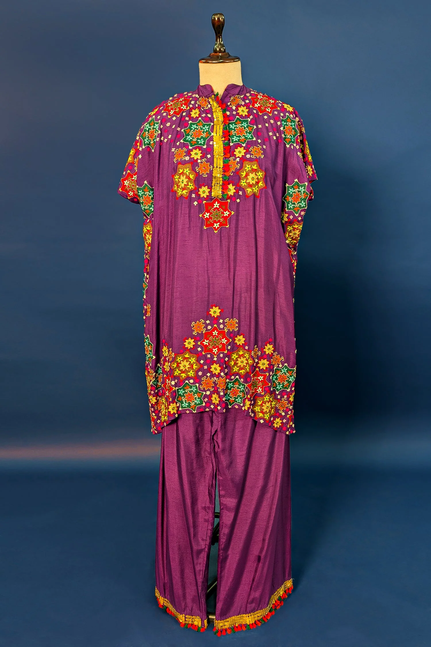 Dark Magenta Silk Embroidered Co-Ord Set - Image 2