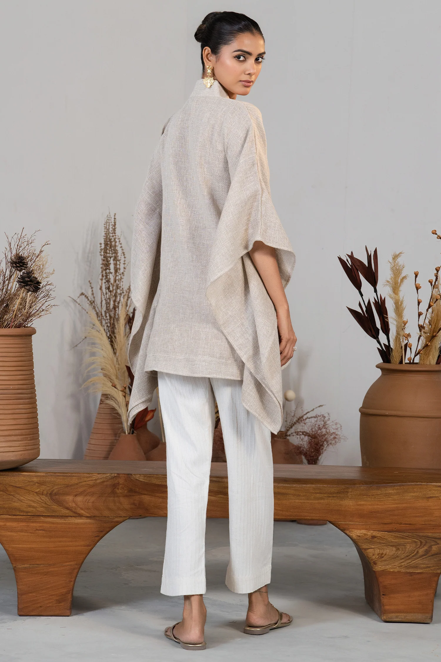 Ivory Jute Embroidered Kaftan Set - Image 4
