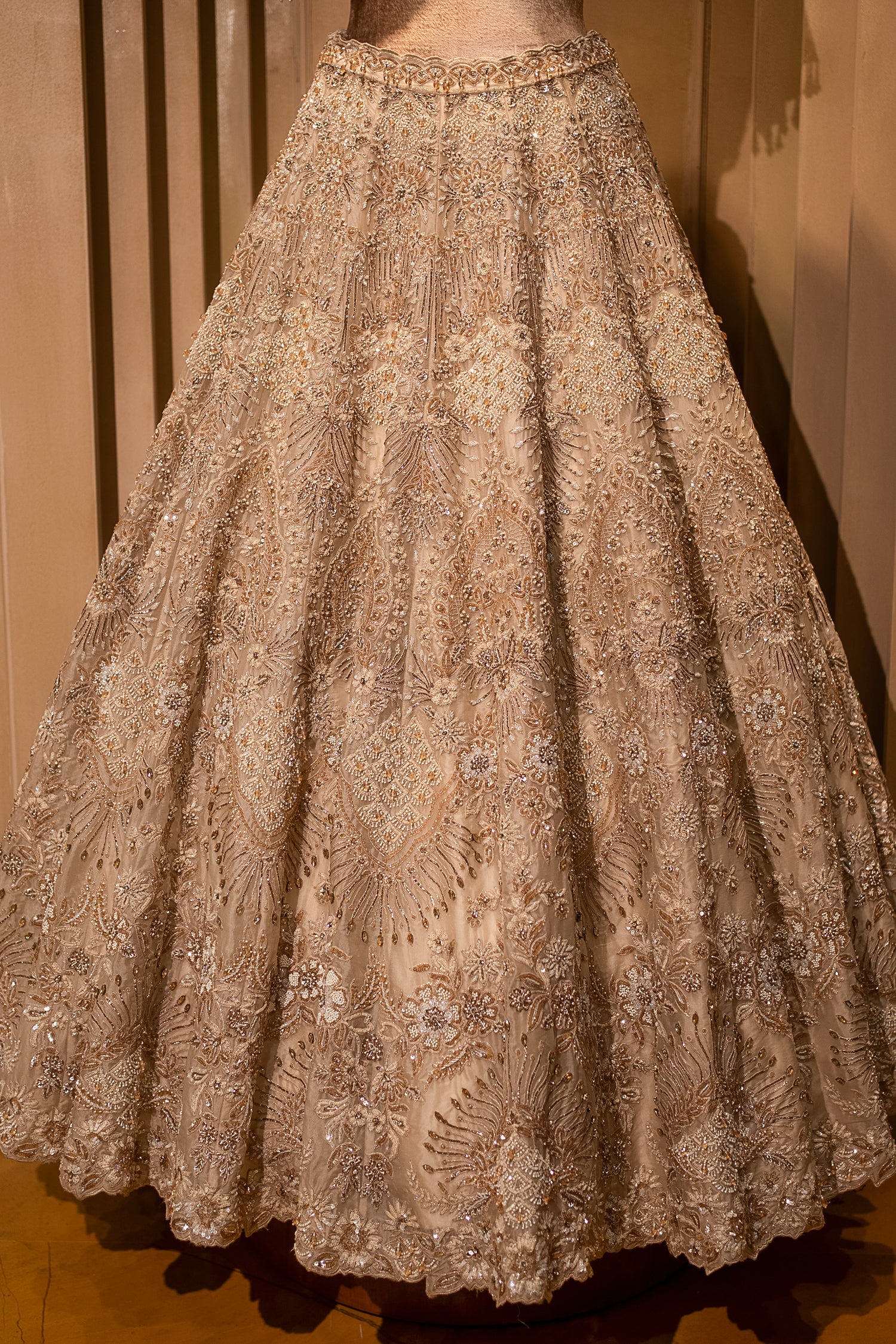 Ivory White Silk Bridal Lehenga with Ethereal Cutdana and Stone Artistry - Image 6