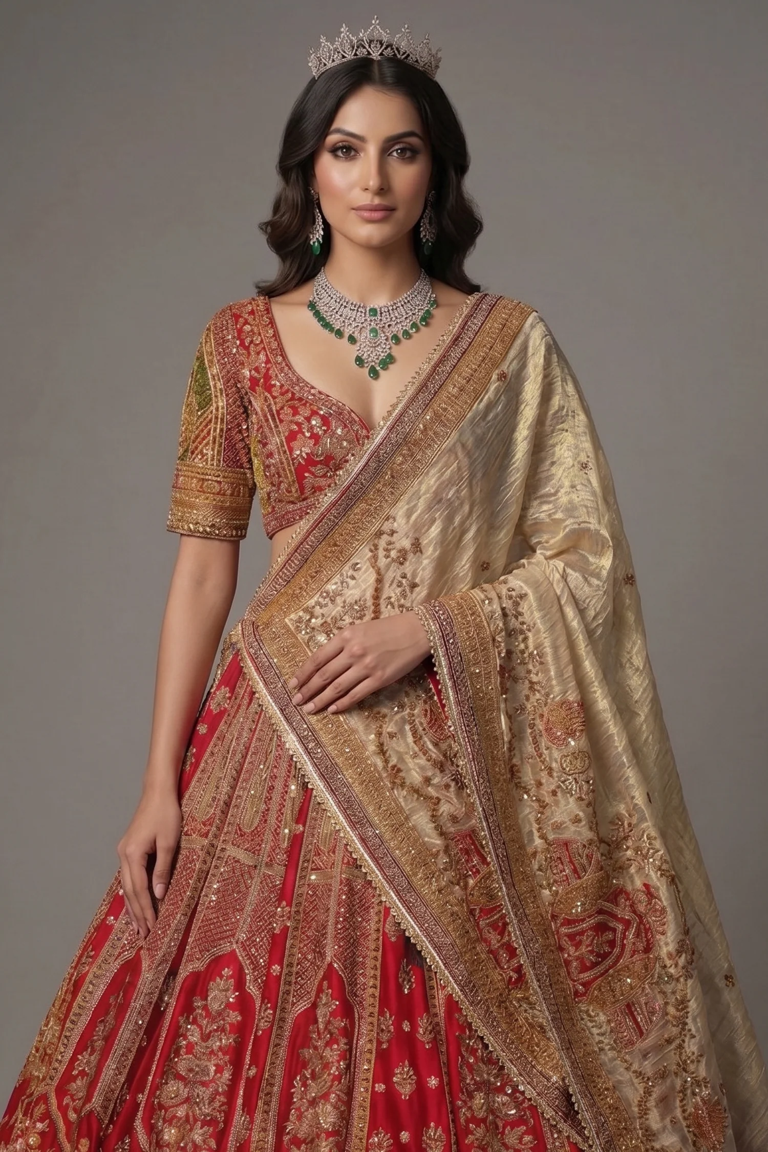 Maroon Raw Silk Desinger Bridal Lehenga with Zardosi Work - Image 2